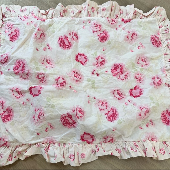 1 Simply Shabby Chic Pink Rose Ruffle Sham Standard - Picture 2 of 5